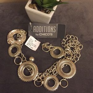 CHICOS Bellingham Chain Silver  Belt M/L